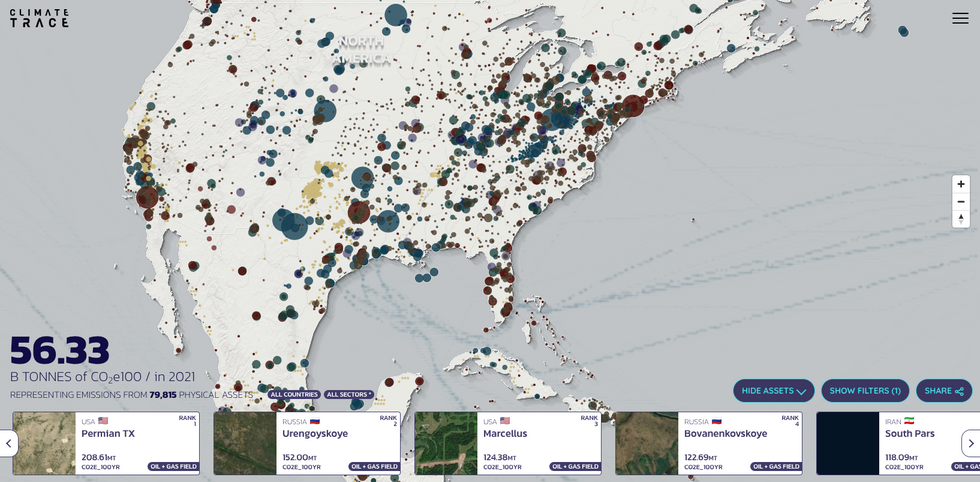 One of Climate TRACE's interactive emissions maps